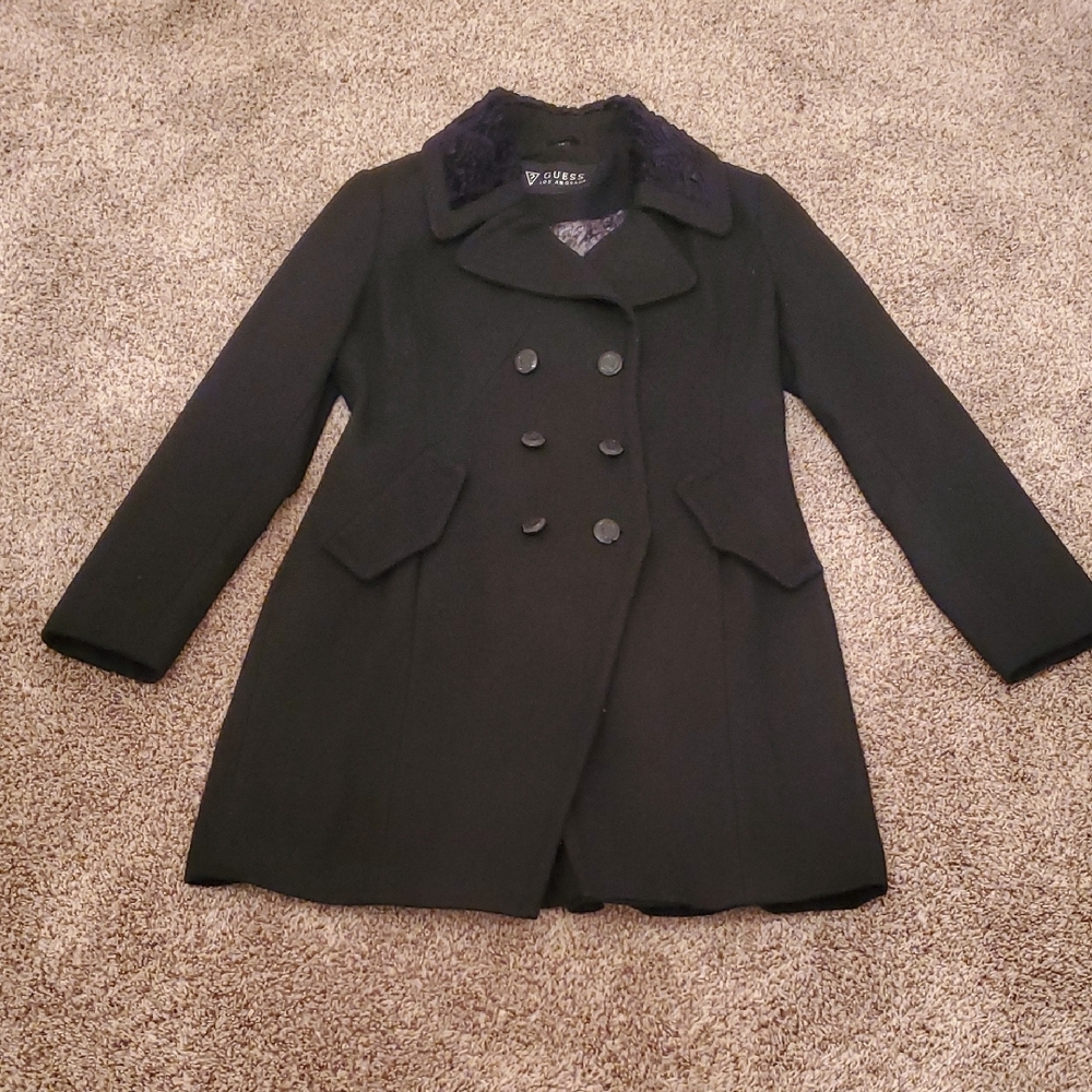 Guess Black Double-Breasted Large Women's Coat